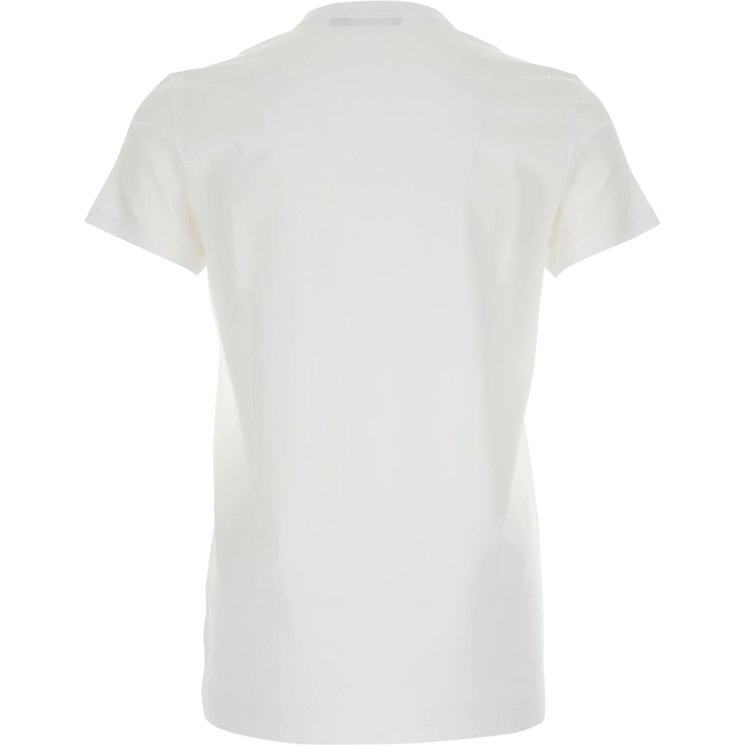 White Crewneck T-Shirt with Tonal Logo Lettering Embroidery on the Front in Cotton Stretch Man