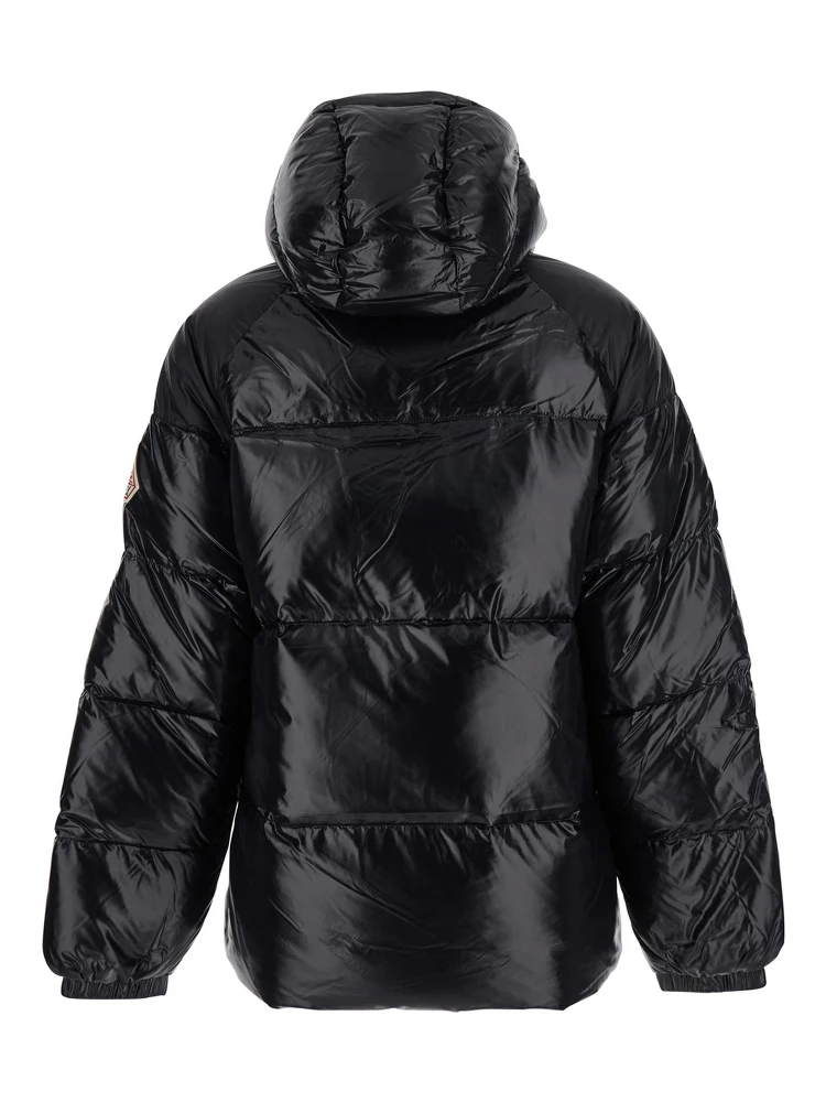 Sten Black Down Jacket with Drawstring Hood and Logo Patch on the Sleeve in Tech Fabric Unisex alternative