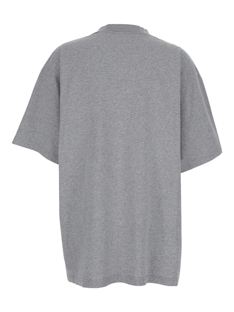 Grey Crewneck T-Shirt with Maxi Logo Print on the Front in Cotton Woman alternative