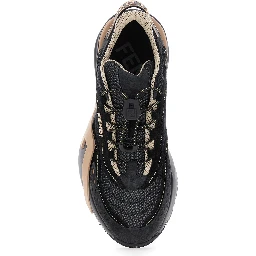Fendi Flow Black Low Top Sneakers with Diagonal F Detail in Leather Woman