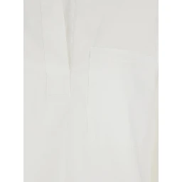 White Shirt with Polo Shirt Style Collar in Cotton Blend Woman
