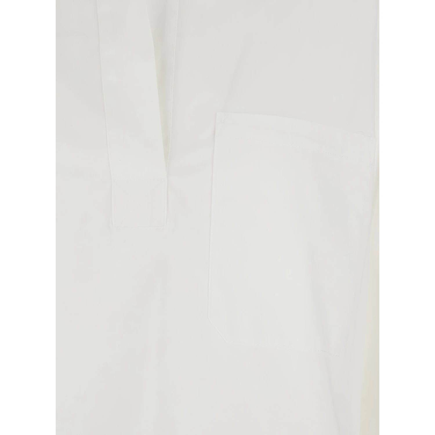 White Shirt with Polo Shirt Style Collar in Cotton Blend Woman