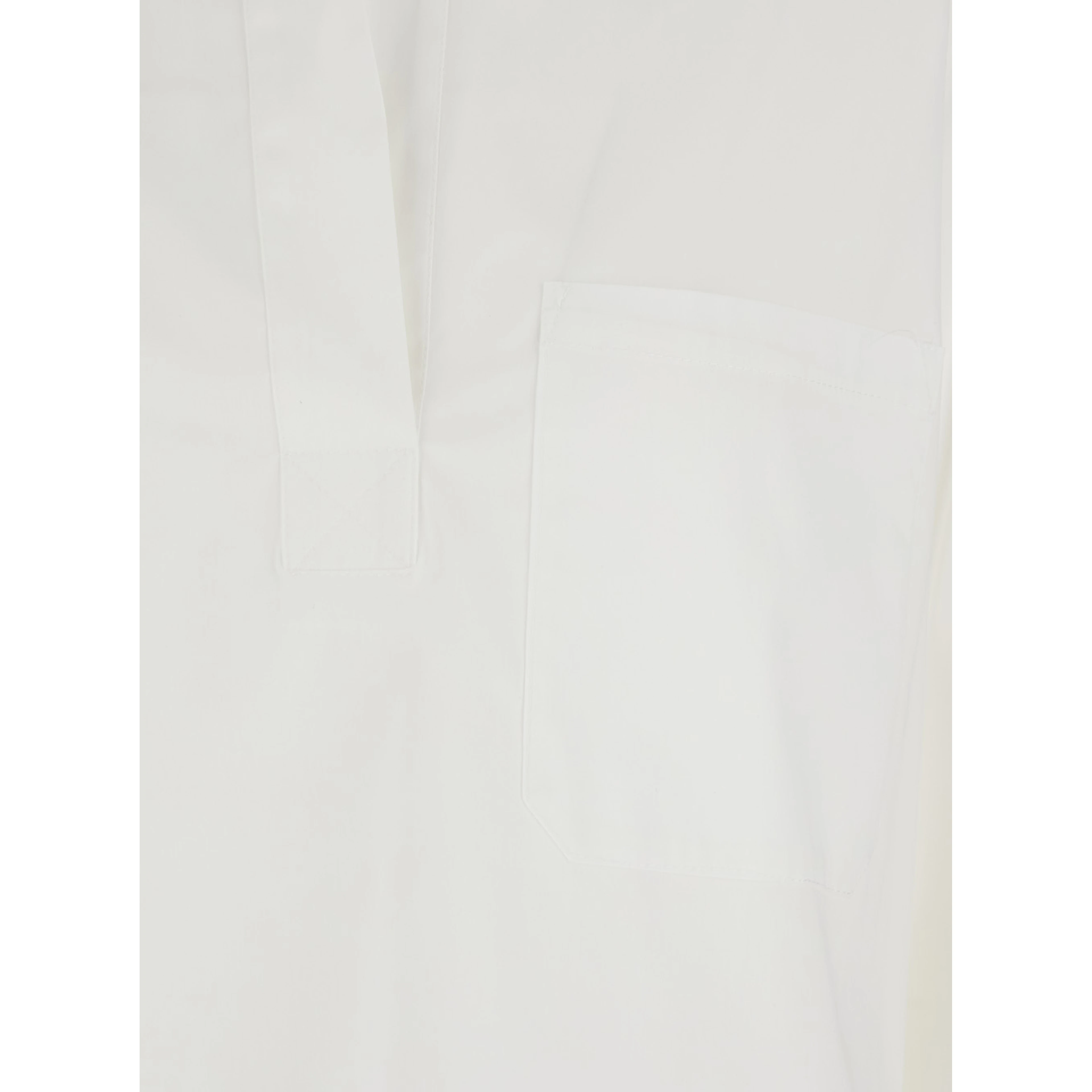 White Shirt with Polo Shirt Style Collar in Cotton Blend Woman