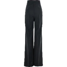 Fernet Black Pants with Wide Leg and Logo Lettering on the Rear in Wool Woman