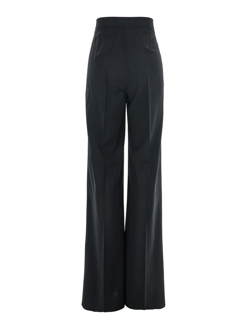 Fernet Black Pants with Wide Leg and Logo Lettering on the Rear in Wool Woman