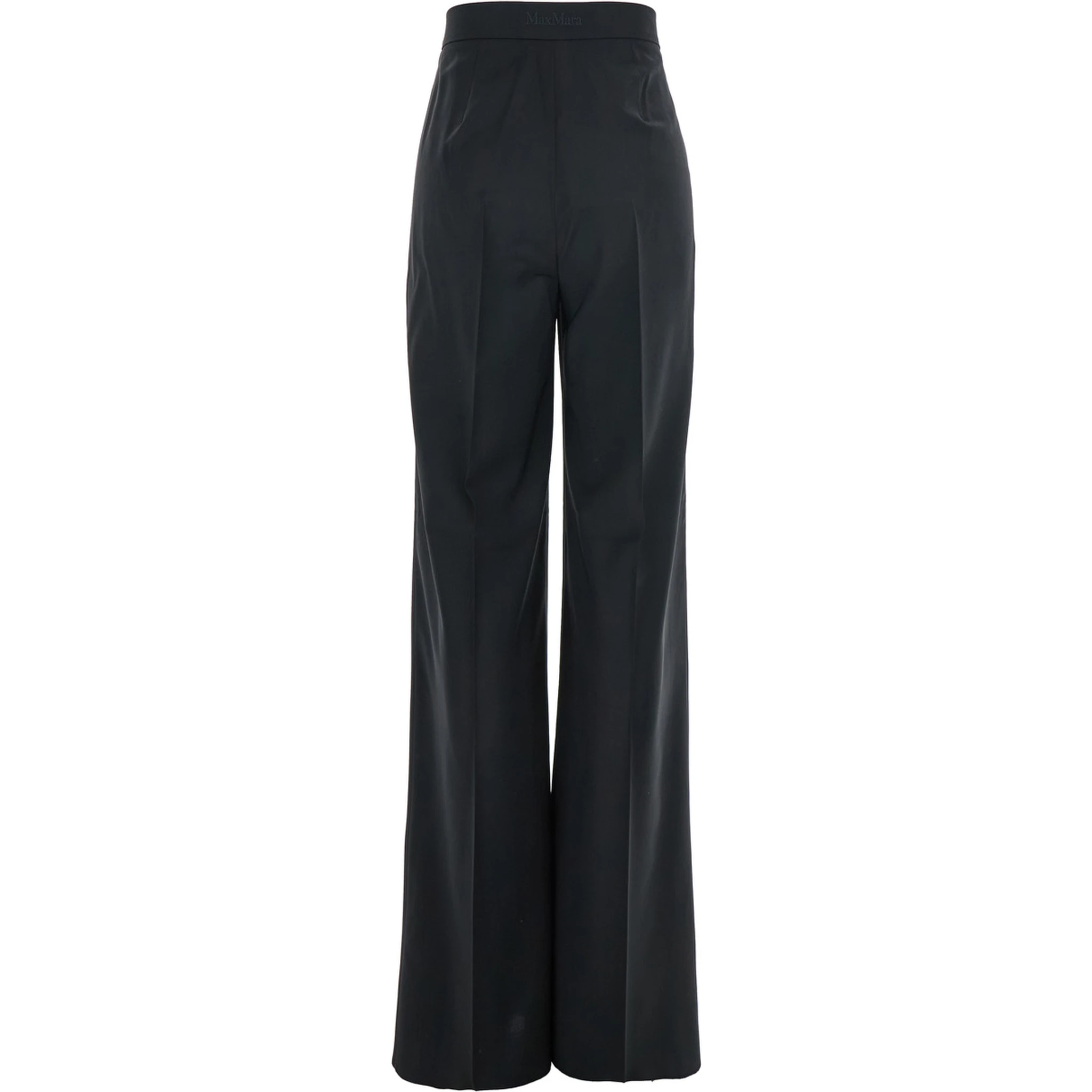 Fernet Black Pants with Wide Leg and Logo Lettering on the Rear in Wool Woman