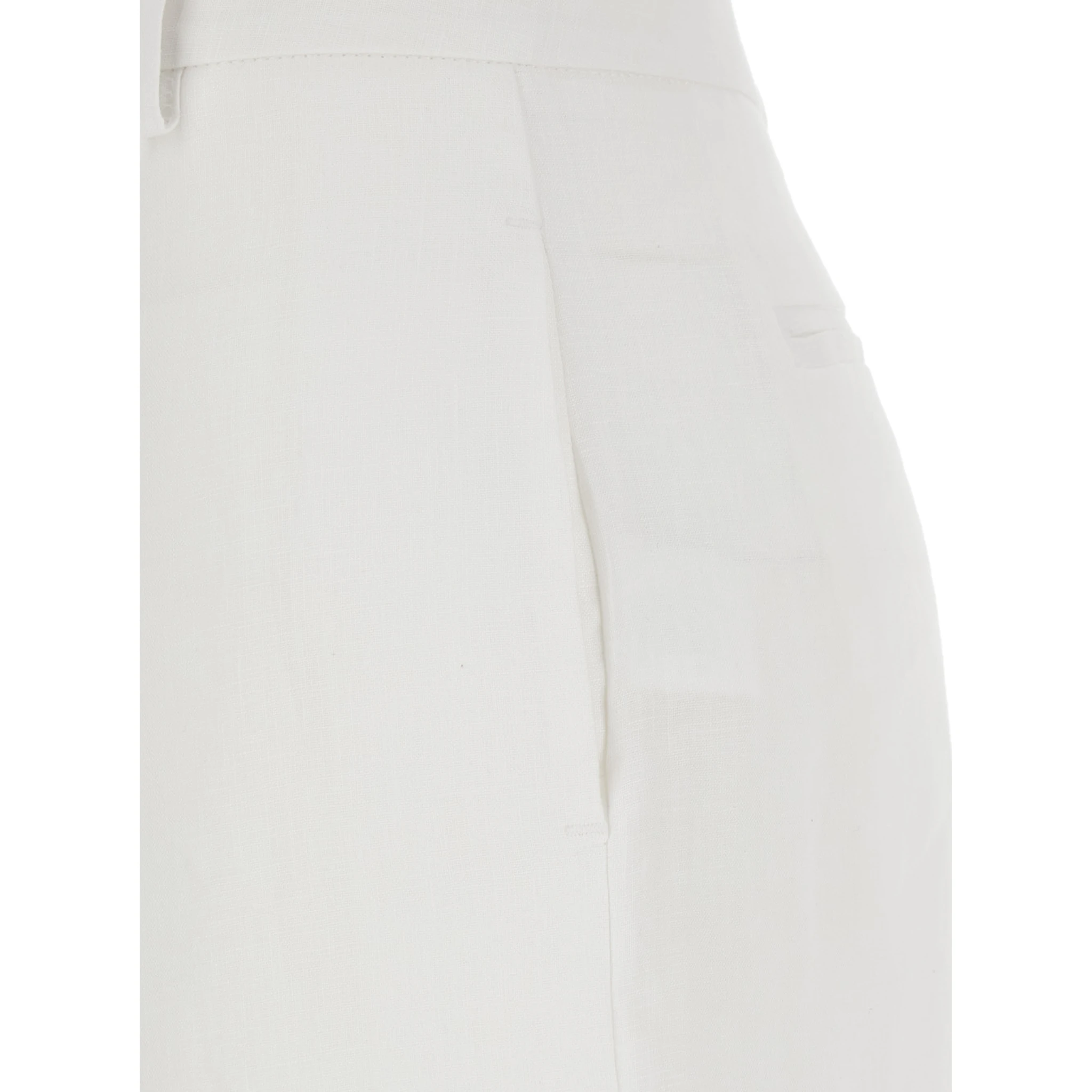 White Pants with Wide Leg in Linen Woman