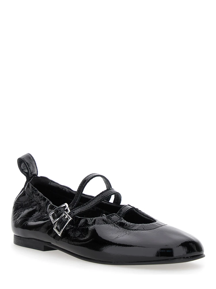 Anne Onix Black Ballet Shoes with Straps Closure and Elastic Design in Patent Leather Woman alternative