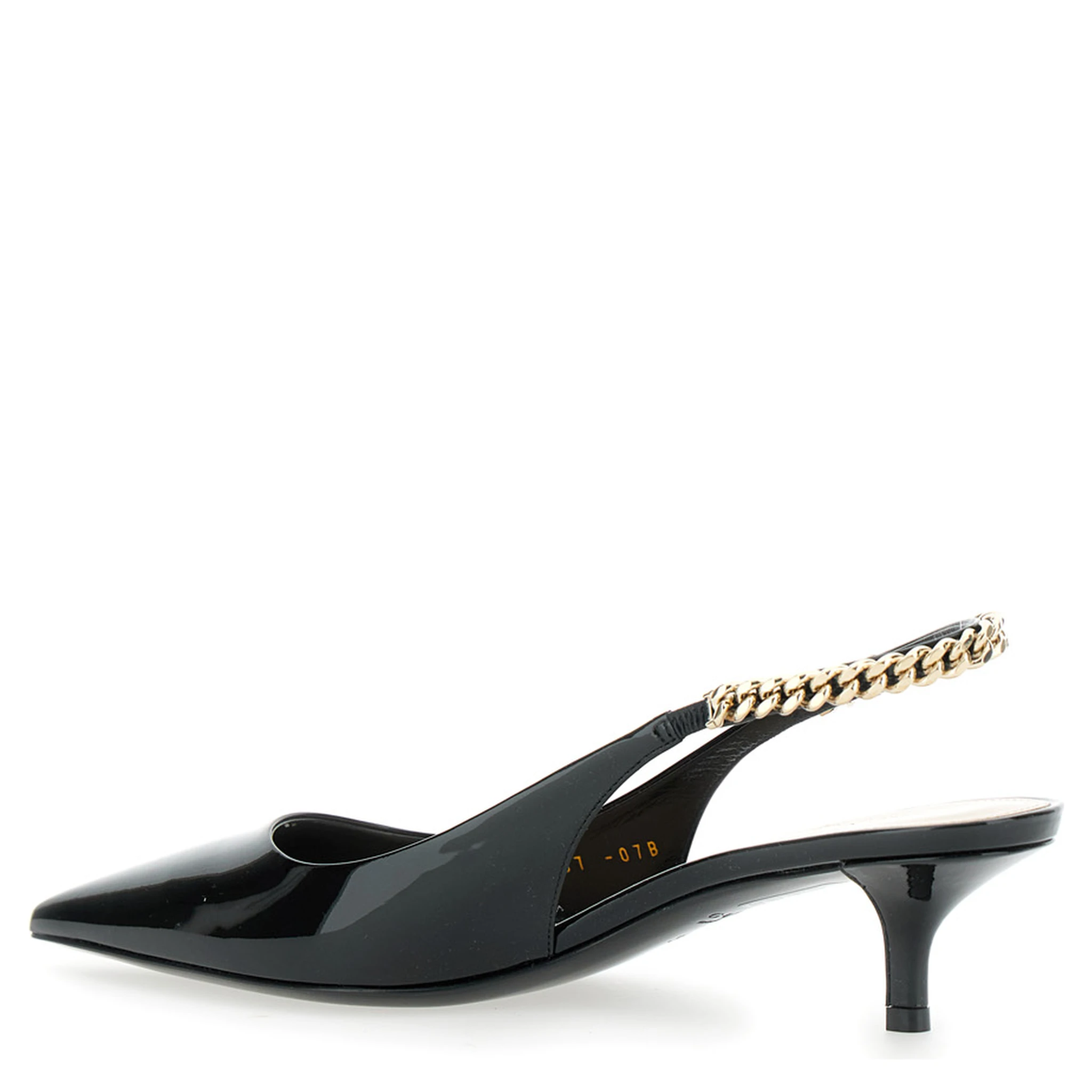 Signoria Black Pumps with Logo Strap in Leather Woman