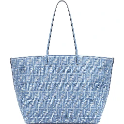 Roll Large Blue Shopper with Reversible Design and All-Over Striped Motif in Cotton Woman