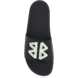 Black Sandals with Maxi Contrasting Logo in Tech Fabric Man
