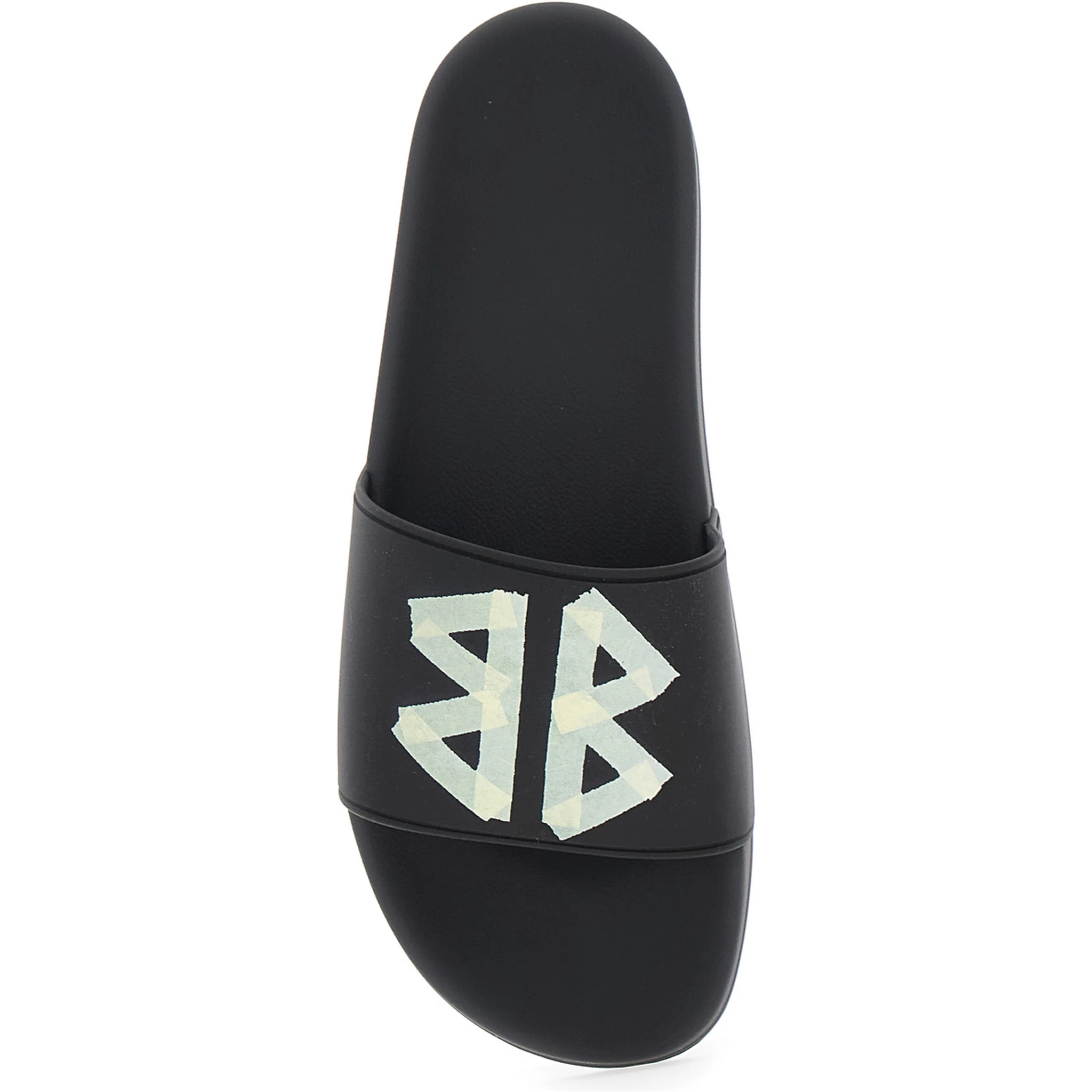 Black Sandals with Maxi Contrasting Logo in Tech Fabric Man