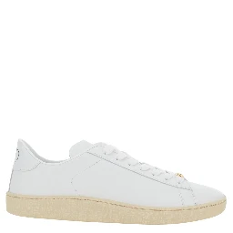 Royco White Low Top Sneakers with VLogo on the Rear and VLogo Plaque on the Lace in Leather Man