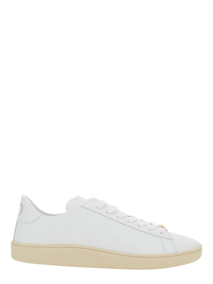 Royco White Low Top Sneakers with VLogo on the Rear and VLogo Plaque on the Lace in Leather Man