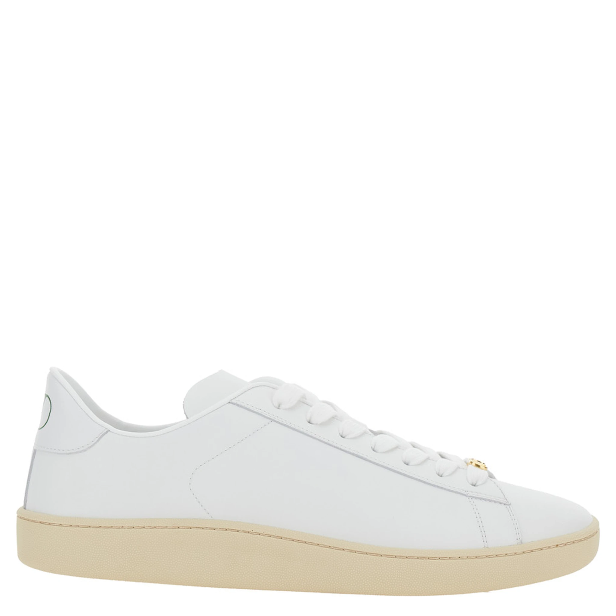 Royco White Low Top Sneakers with VLogo on the Rear and VLogo Plaque on the Lace in Leather Man