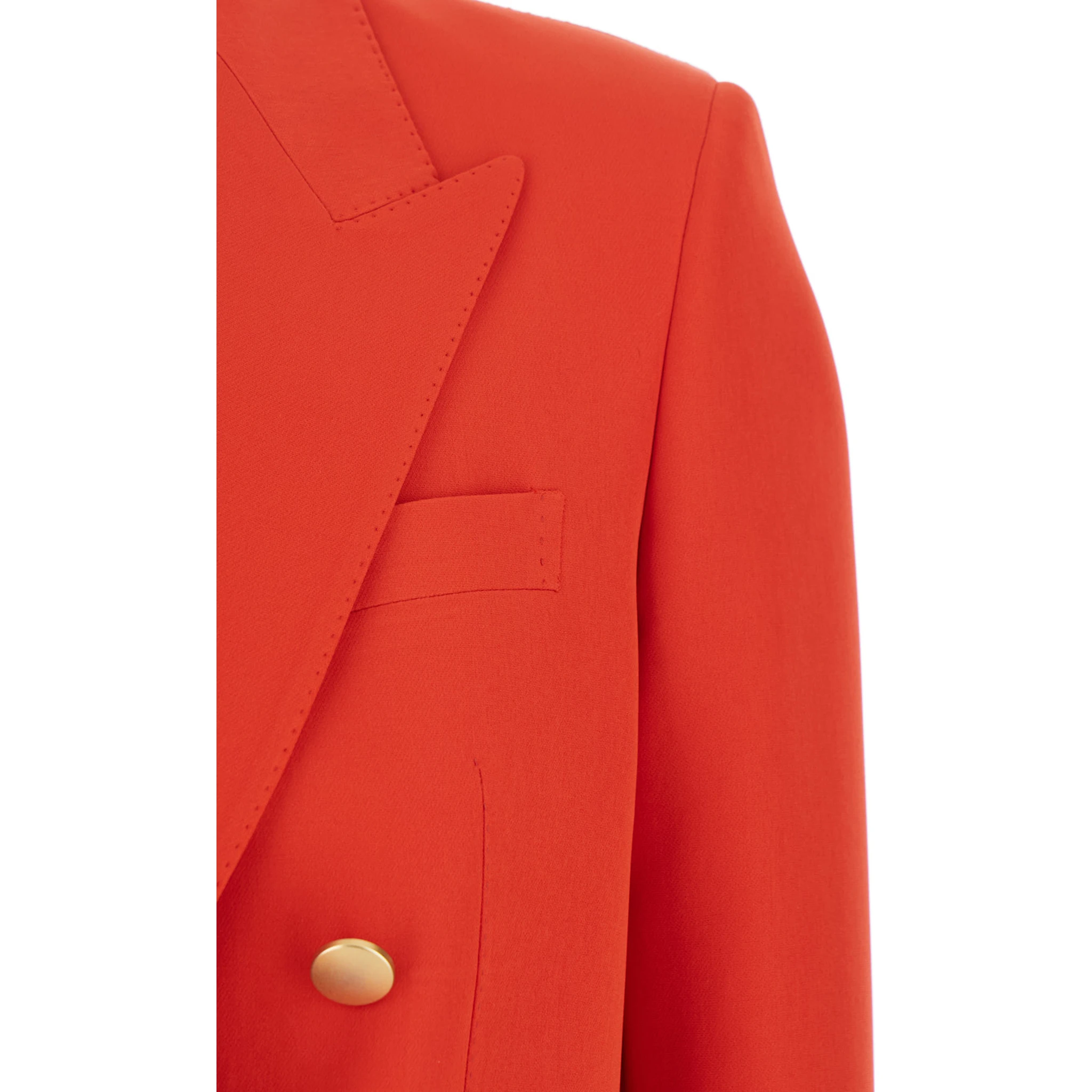 Red Double-breasted Jacket with Classic Lapels in Tech Fabric Woman