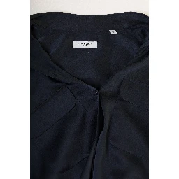 Signature Navy Blue Long Sleeves Shirt in Silk Woman Equipment