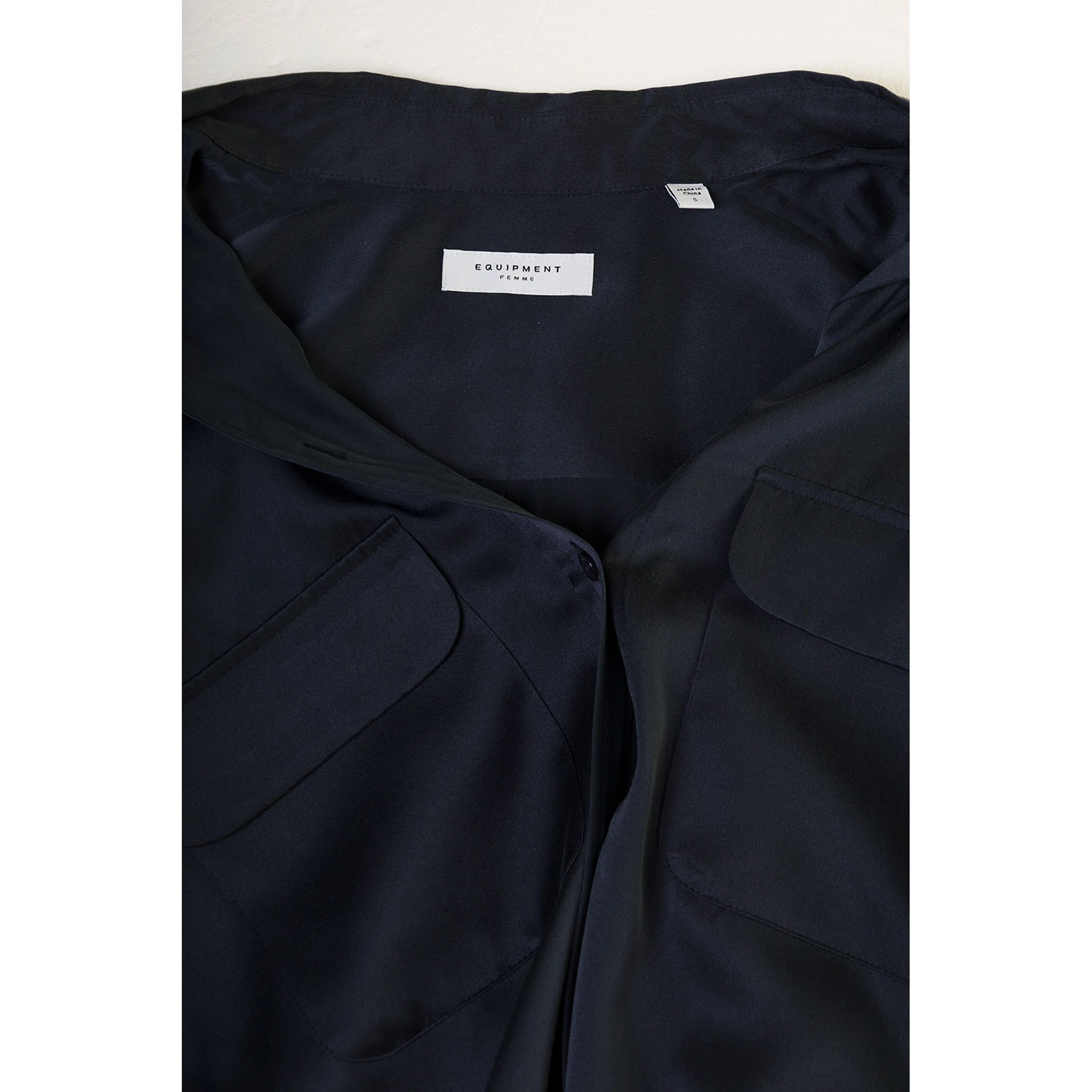 Signature Navy Blue Long Sleeves Shirt in Silk Woman Equipment