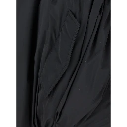 Black Bomber Draped Jacket with Elastic Rear Hem in Tech Fabric Woman