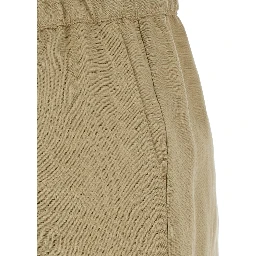 Beige Pants with Elastic Waist with Drawstring in Linen Woman