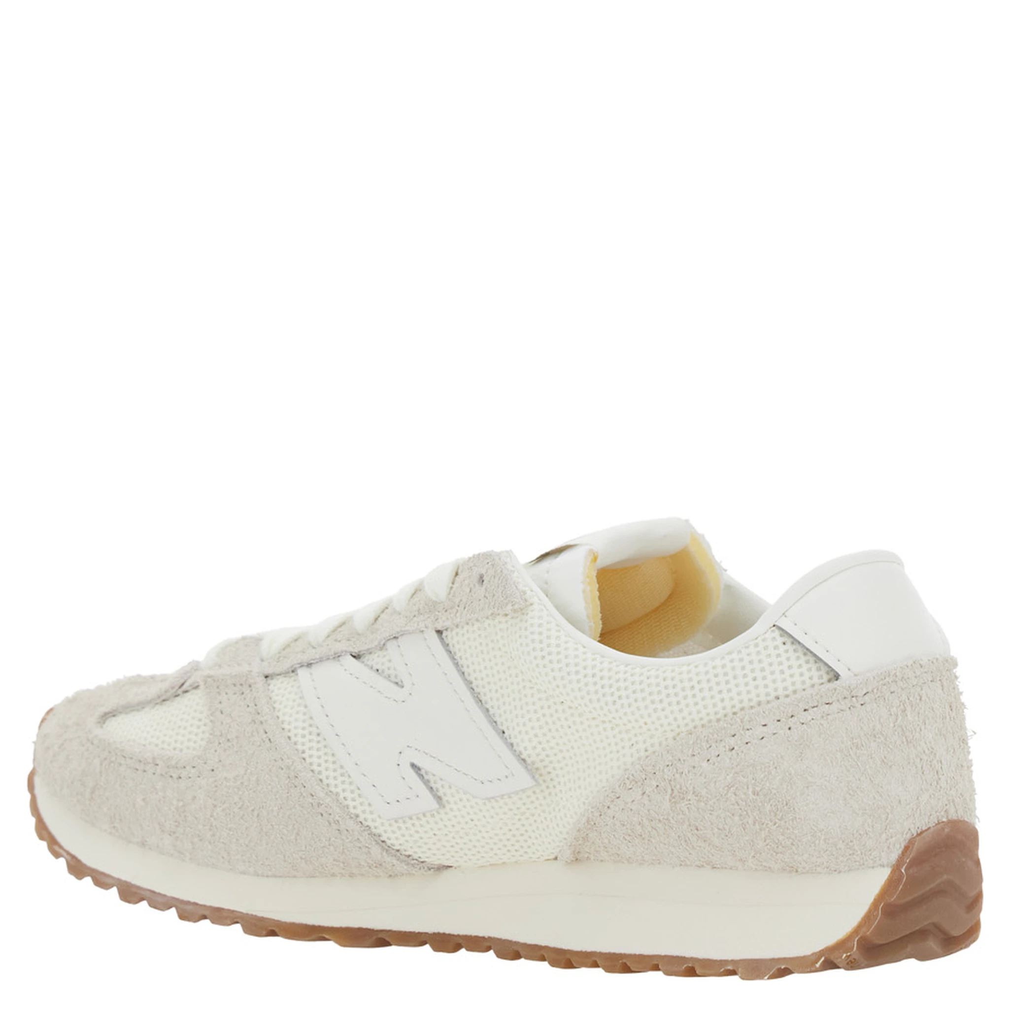 White Low Top Sneakers with Logo Patch in Suede Unisex