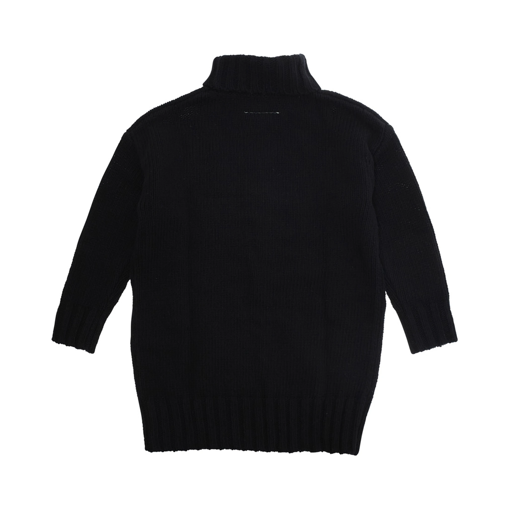 Black High-Neck Dress with Maxi Logo on the Front in Wool Girl