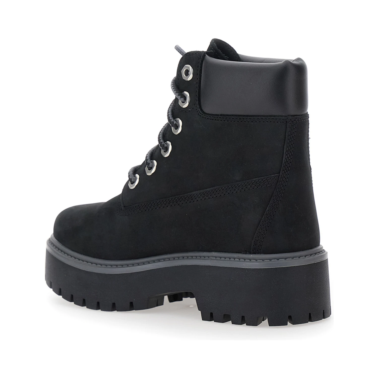 Black Water-Proof Boots with Logo Plate in Leather Woman