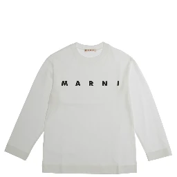 White Crew Neck Sweater with Logo Lettering on the Front in Cotton Boy