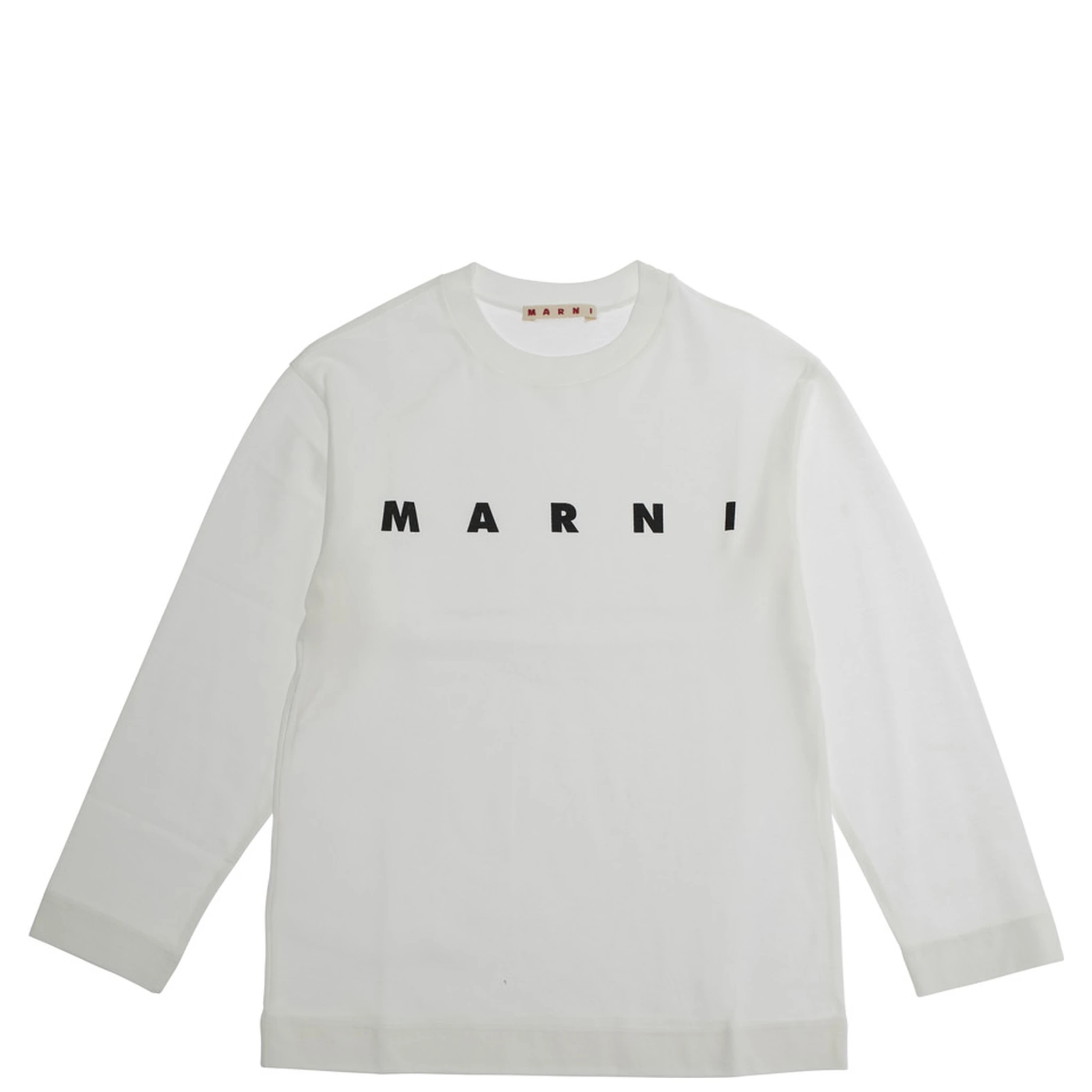 White Crew Neck Sweater with Logo Lettering on the Front in Cotton Boy