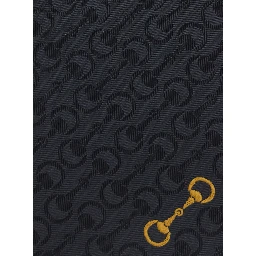 Black Tie with Horsebit and All-Over Horsebit Embroidery in Silk Man