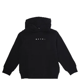 Black Hoodie with Logo Lettering on the Front in Cotton Boy