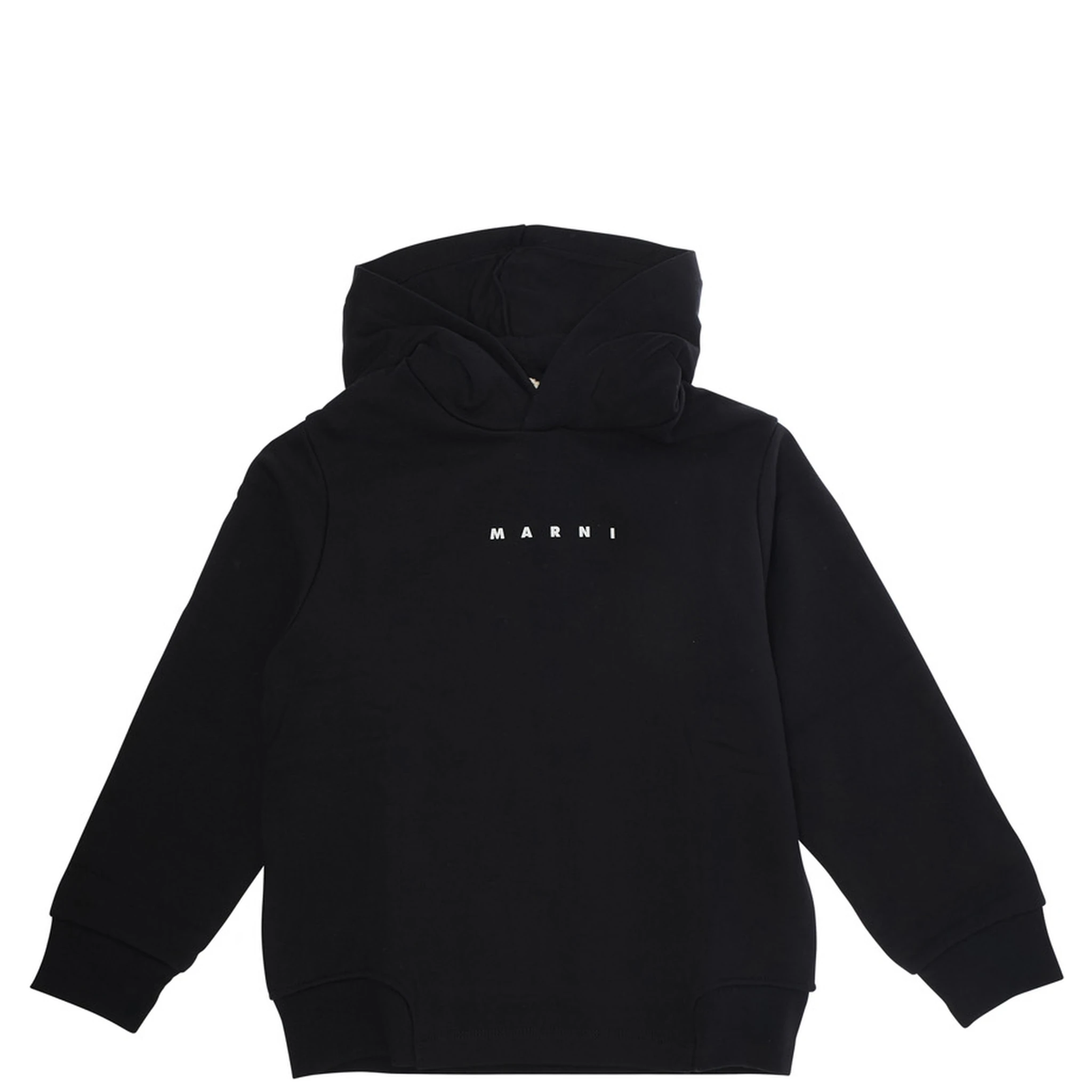 Black Hoodie with Logo Lettering on the Front in Cotton Boy