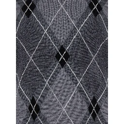 Grey Crew Neck Sweater with Front Logo and Diamond Pattern in Wool Blend Man