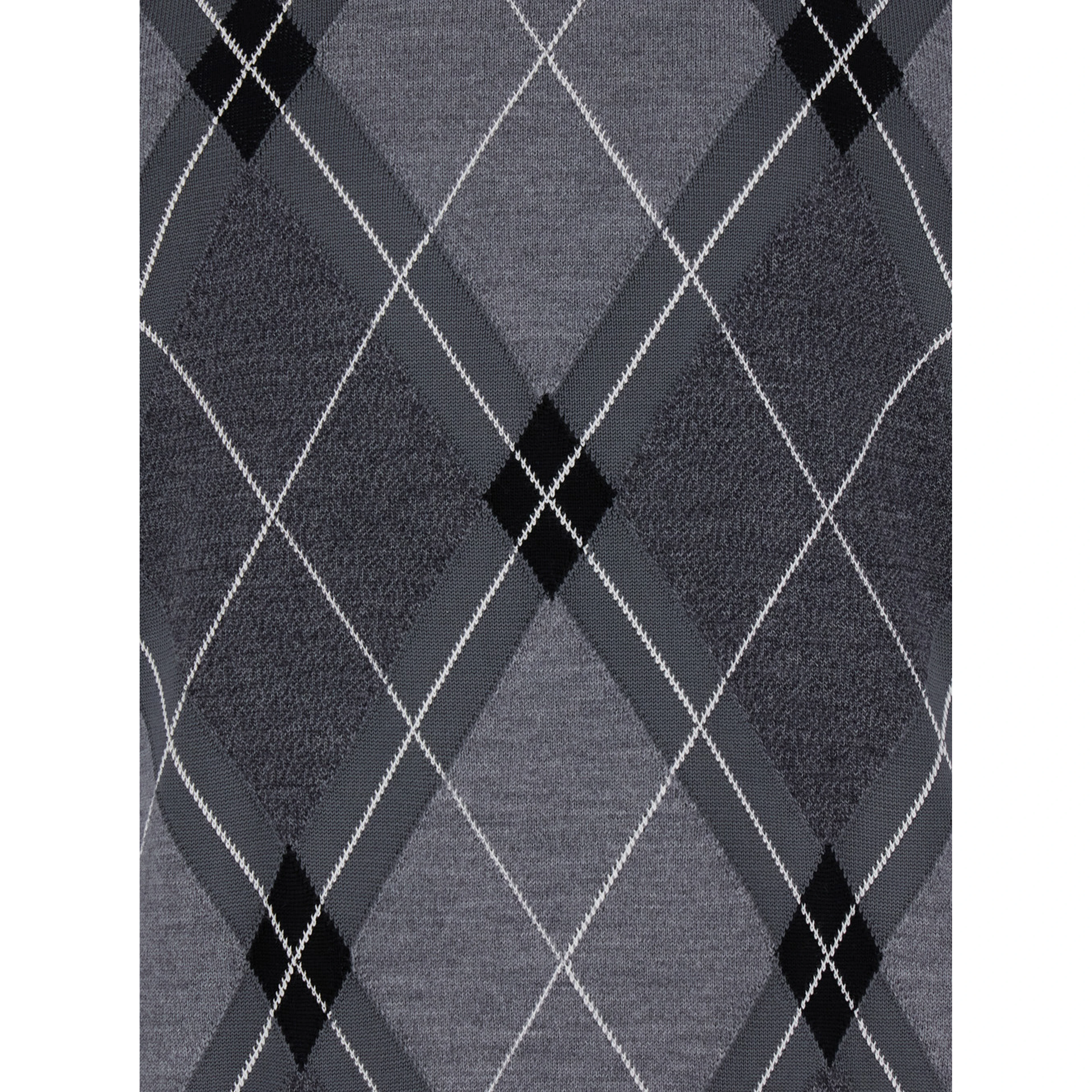Grey Crew Neck Sweater with Front Logo and Diamond Pattern in Wool Blend Man