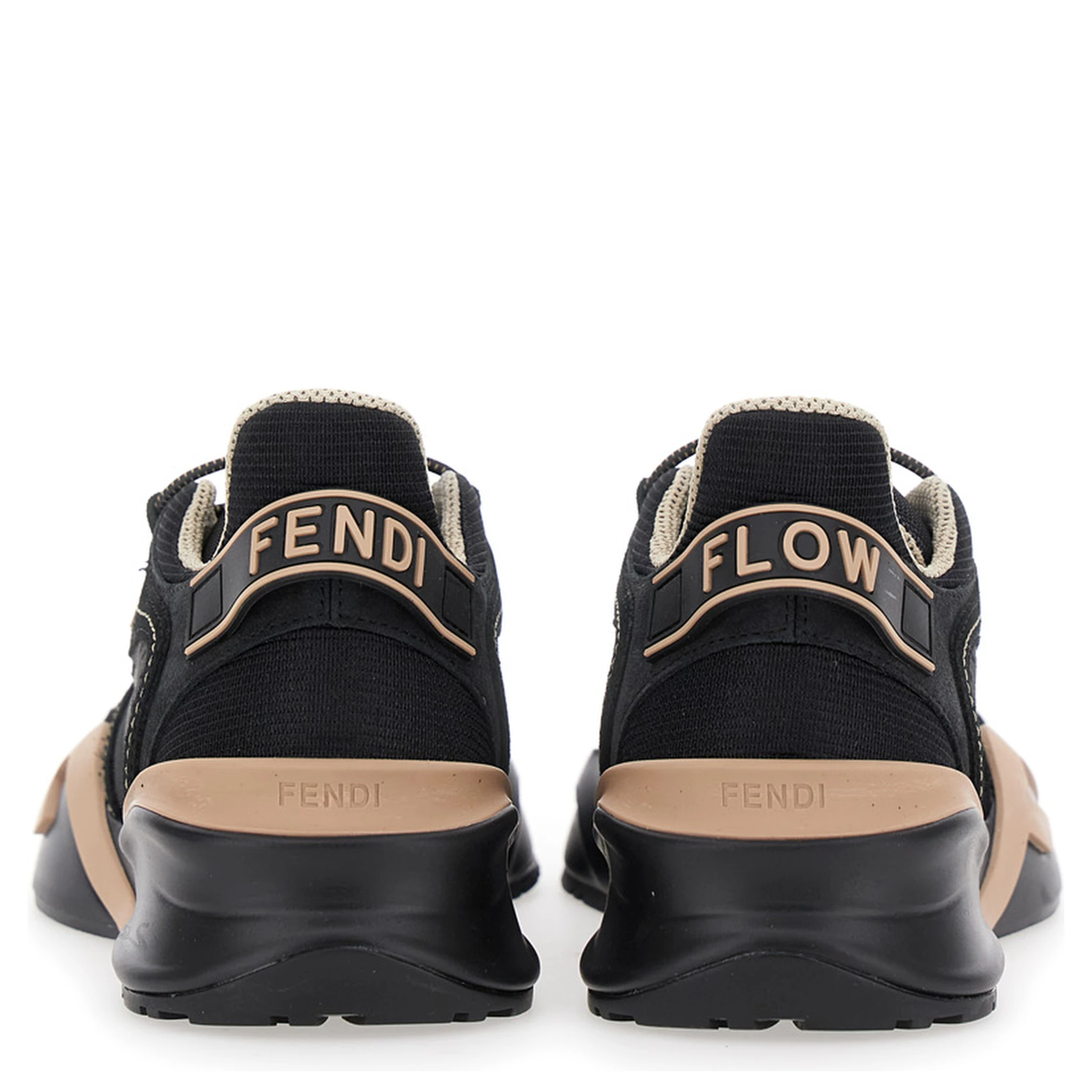 Fendi Flow Black Low Top Sneakers with Diagonal F Detail in Leather Woman