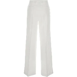 White Pants with Wide Leg in Linen Woman