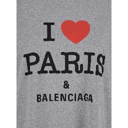 Grey Crewneck T-Shirt with Maxi Logo Print on the Front in Cotton Woman