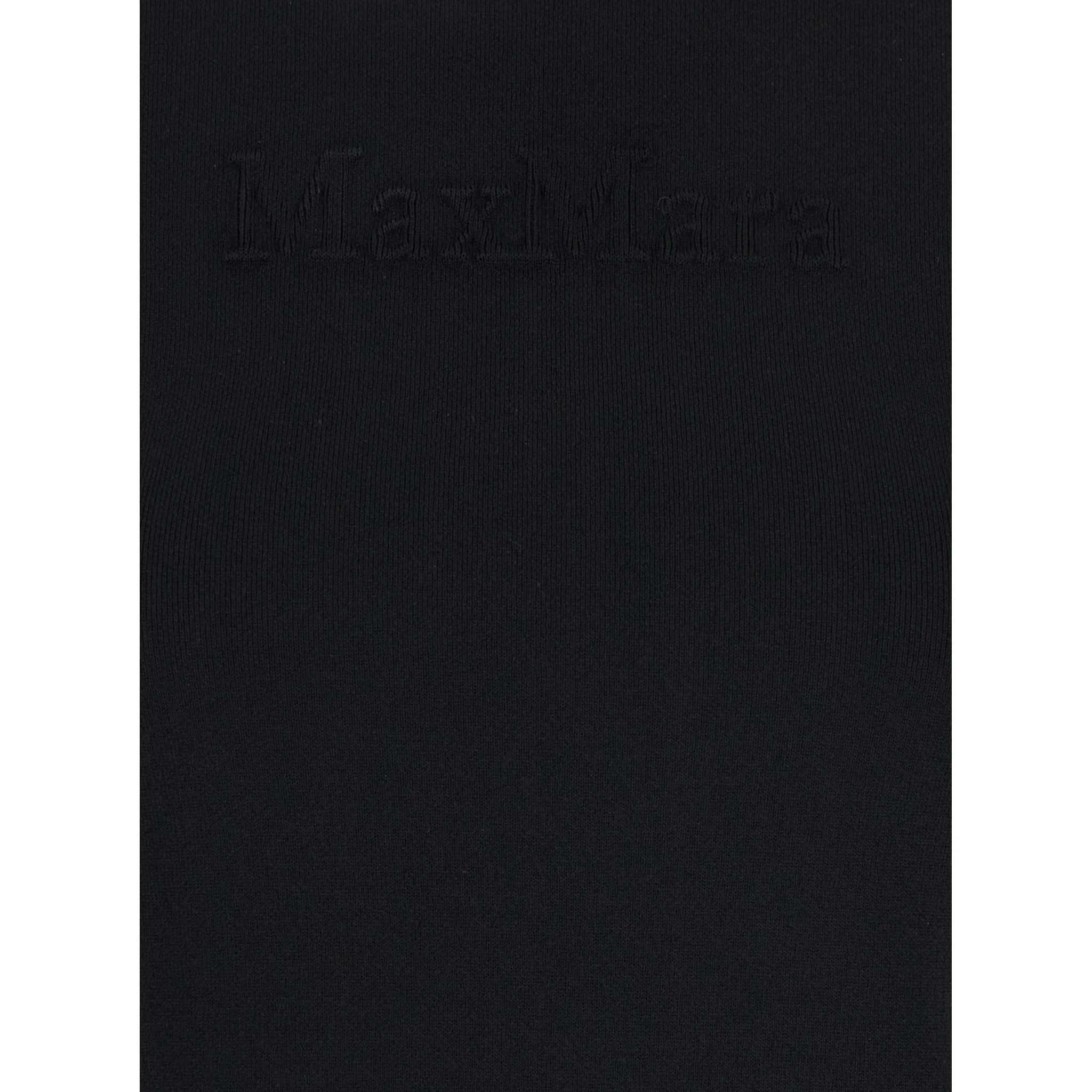 Adelio Black Crewneck T-Shirt with Tonal Logo Lettering Embroidery on the Front in Viscose Blend Woman