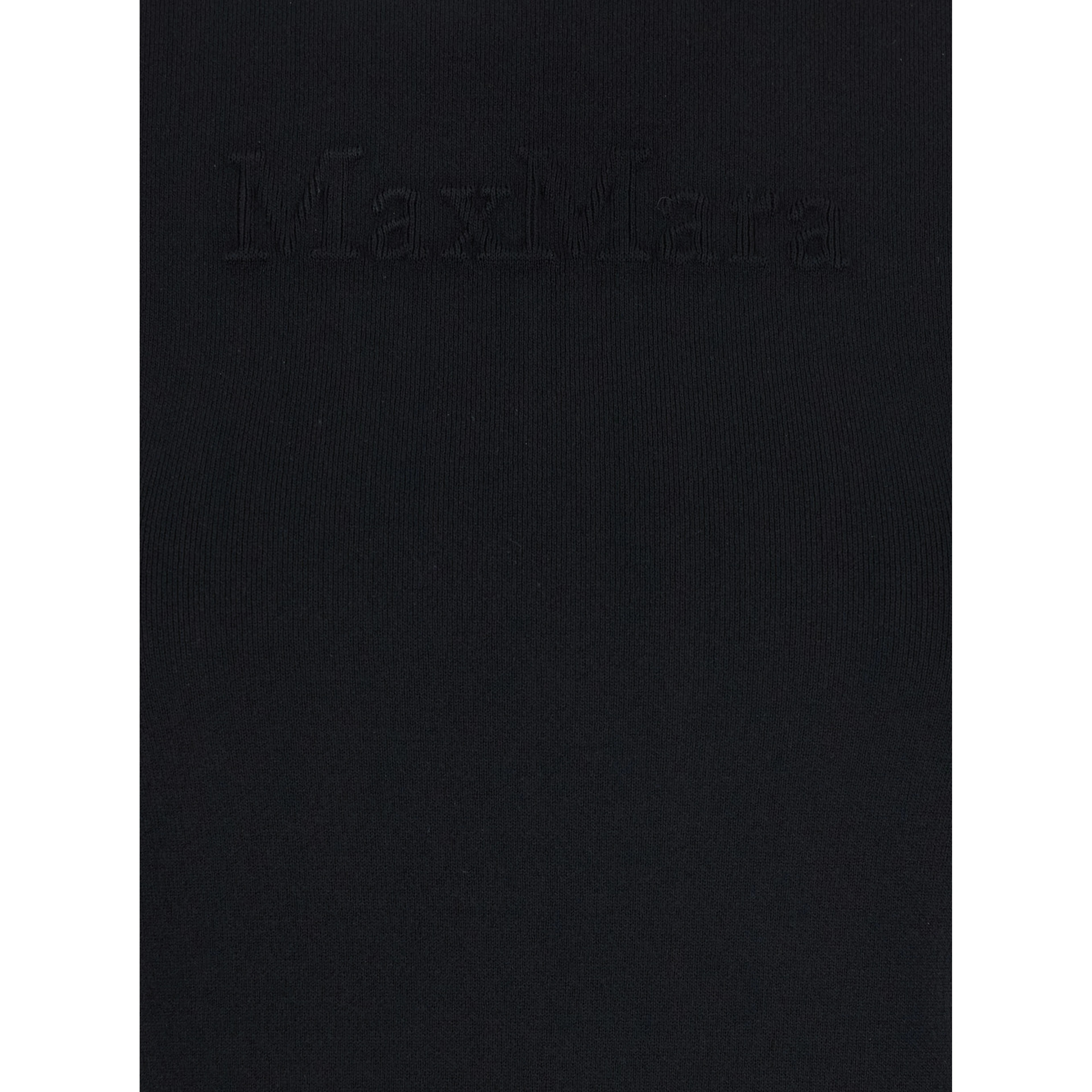Adelio Black Crewneck T-Shirt with Tonal Logo Lettering Embroidery on the Front in Viscose Blend Woman