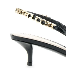 Signoria Black Pumps with Logo Strap in Leather Woman
