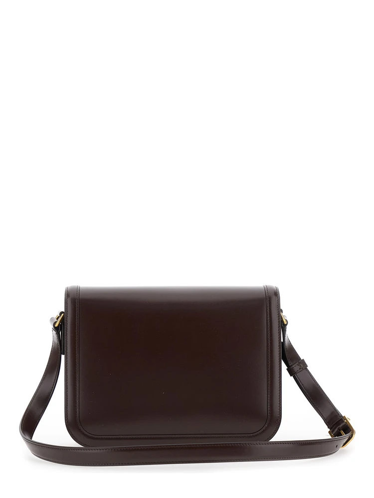9TO5 Brown Crossbody Bag with VLogo Detail on the Front and Adjustable Shoulder Strap in Leather Woman alternative