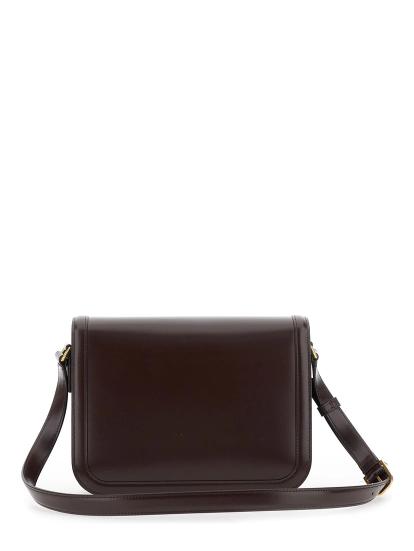 9TO5 Brown Crossbody Bag with VLogo Detail on the Front and Adjustable Shoulder Strap in Leather Woman