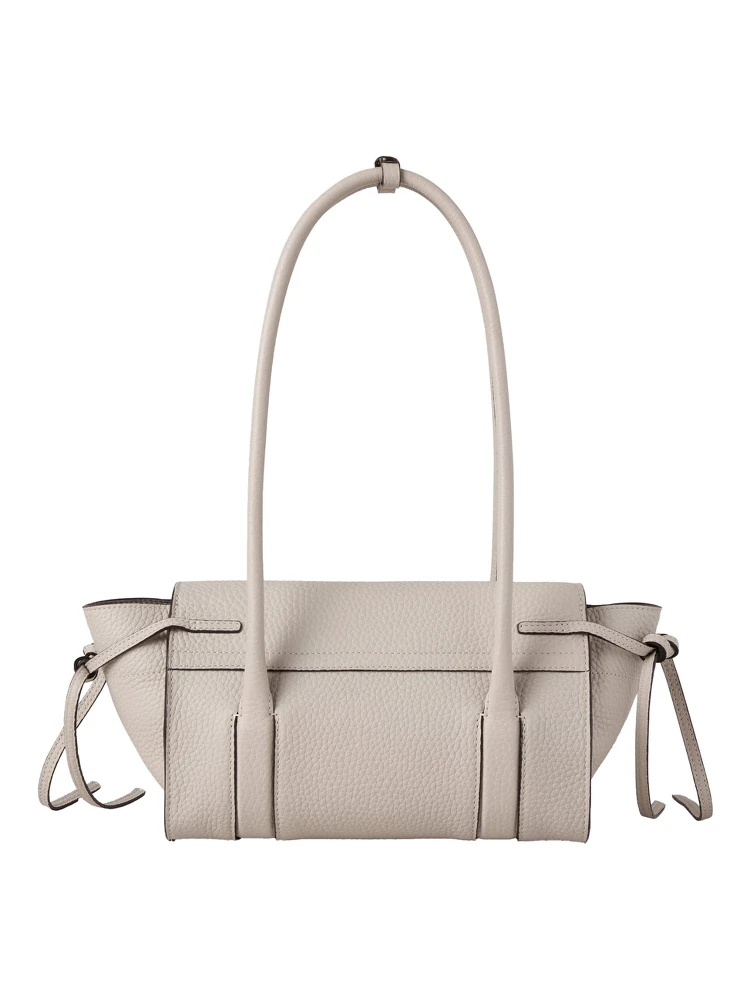 Mini Bayswater Beige Shoulder Bag with Laminated Logo in Leather Woman alternative