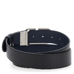 Black Belt with VLogo Buckle in Leather Man