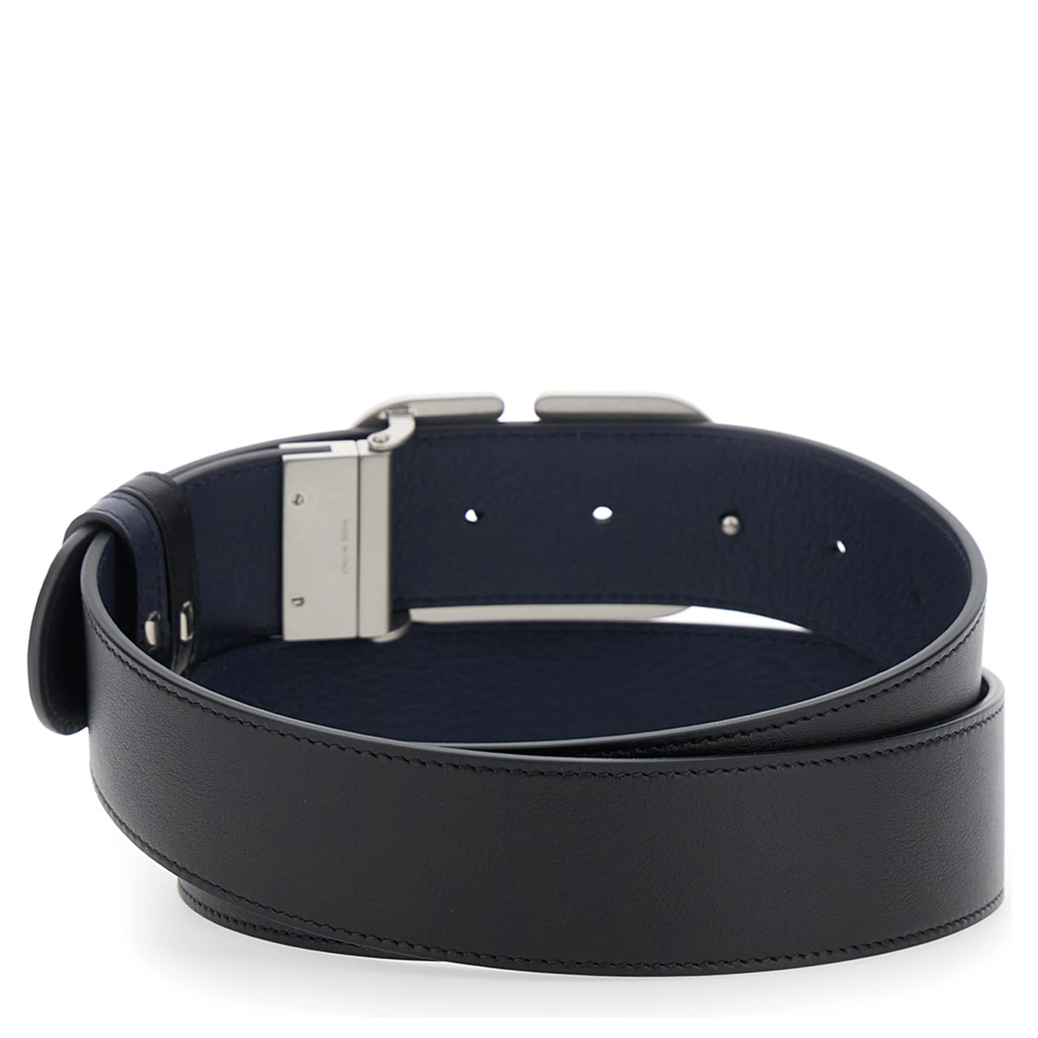 Black Belt with VLogo Buckle in Leather Man