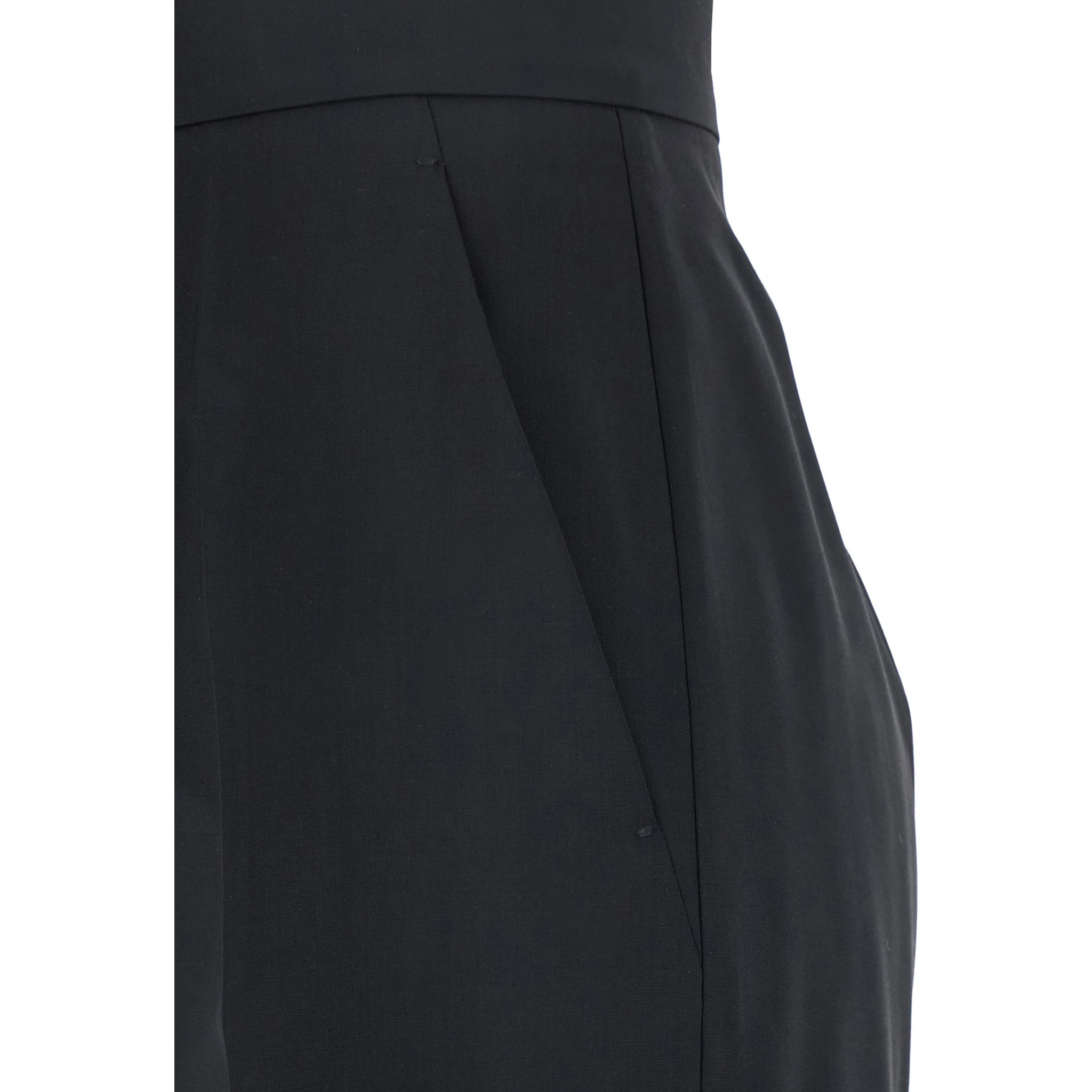 Fernet Black Pants with Wide Leg and Logo Lettering on the Rear in Wool Woman