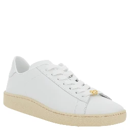 Royco White Low Top Sneakers with VLogo on the Rear and VLogo Plaque on the Lace in Leather Man