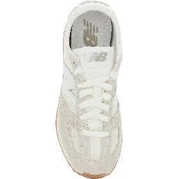 White Low Top Sneakers with Logo Patch in Suede Unisex