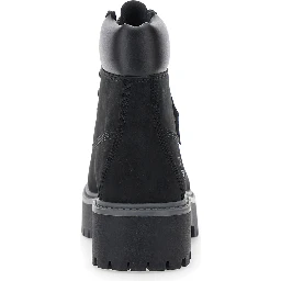 حذاء أسود مقاوم للماء مزين بشعار من الجلد للنساء