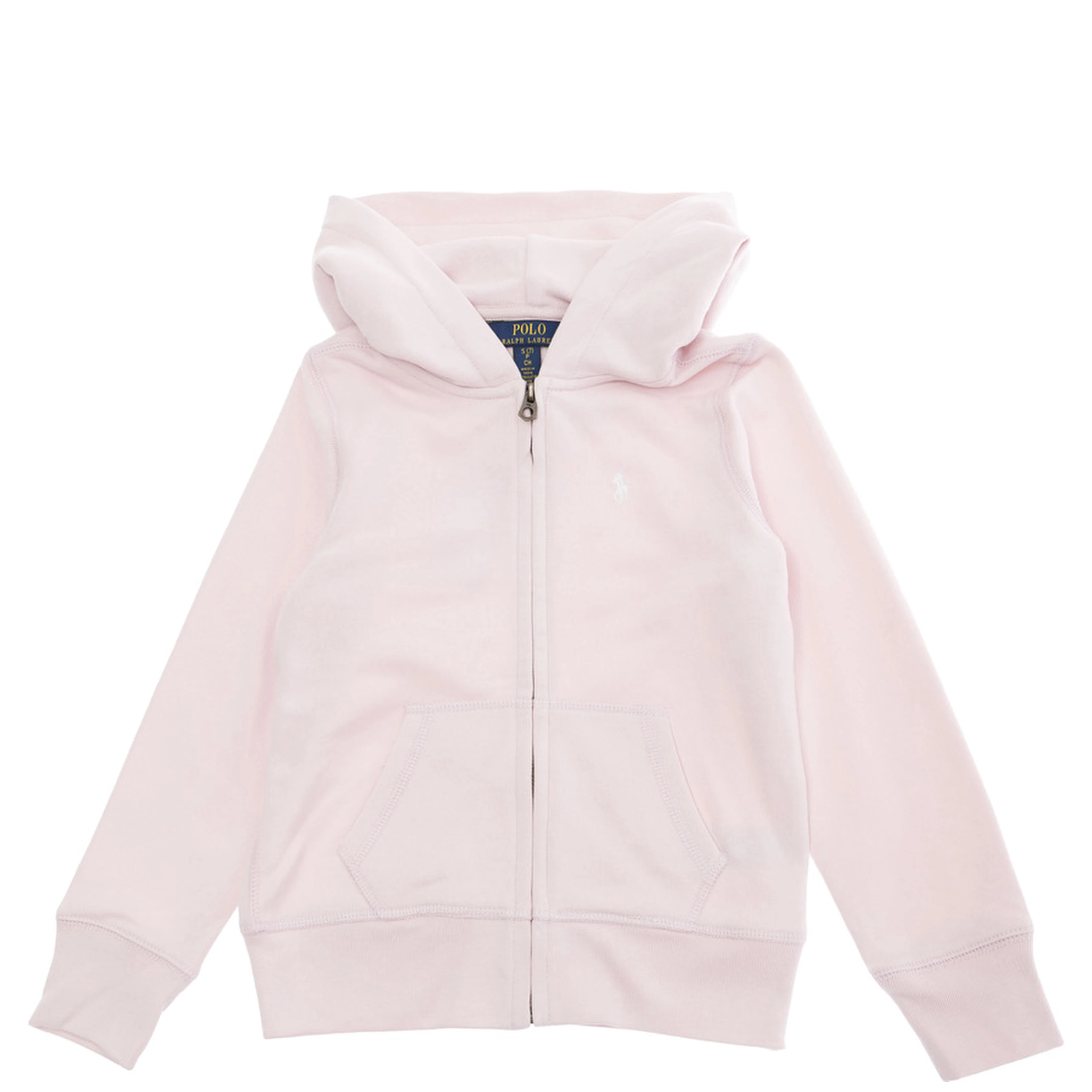 Pink Sweatshirt with Fixed Hood and Front Zip Closure in Cotton Girl